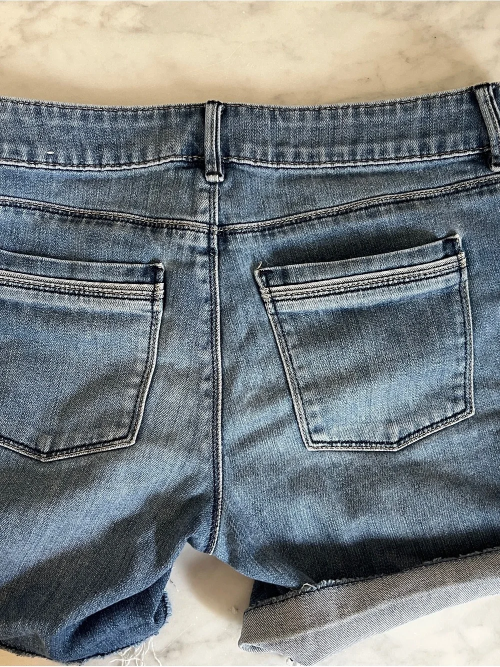 White House Black Market Blue Embroidered Denim Shorts